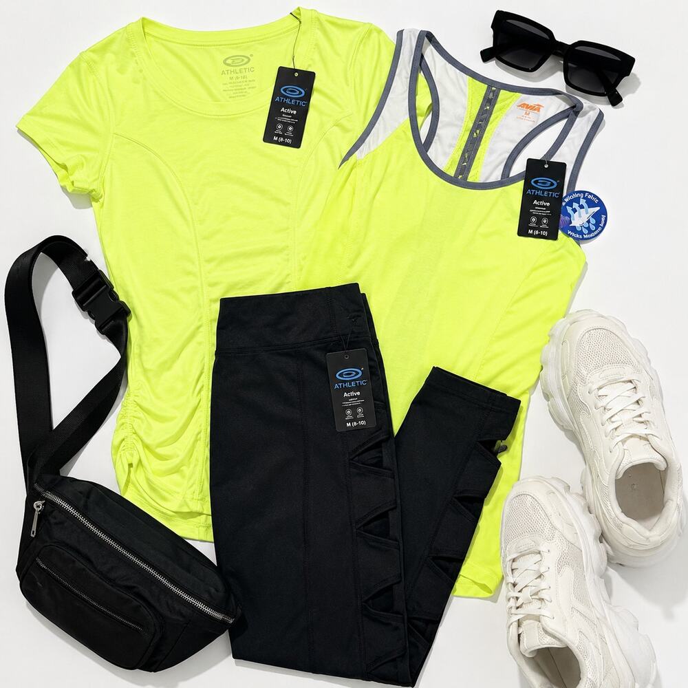 NWT Athletic Works Activewear Bundle Medium Leggings Tank & Athletic Top